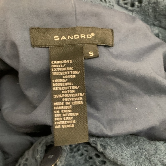 Sandro eyelet Women's Blue Lace Blazer - Picture 5 of 6